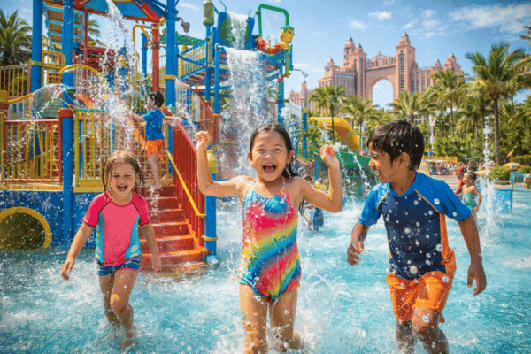 Children playing in Aquaventure kids splash zone
