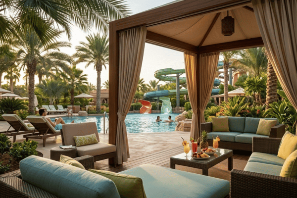 Luxury private cabana at Aquaventure Waterpark Atlantis Dubai